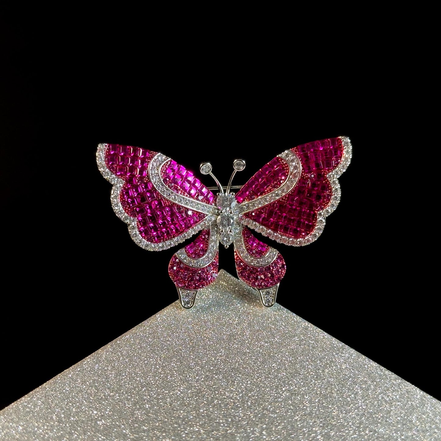 Rose-Pink Butterfly-Shaped Brooch