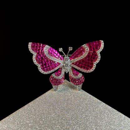 Rose-Pink Butterfly-Shaped Brooch