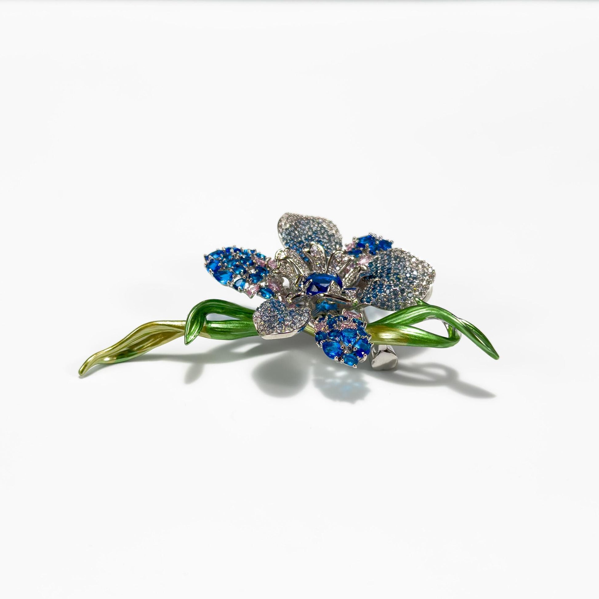 Sapphire Crystal Floral Brooch