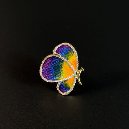 Enameled Butterfly Brooch