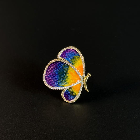 Enameled Butterfly Brooch