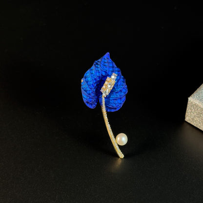 Luxury Red and Blue Calla Lily Brooch