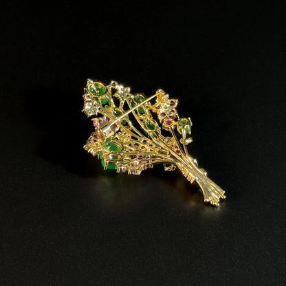 Green Glass Bouquet Brooch