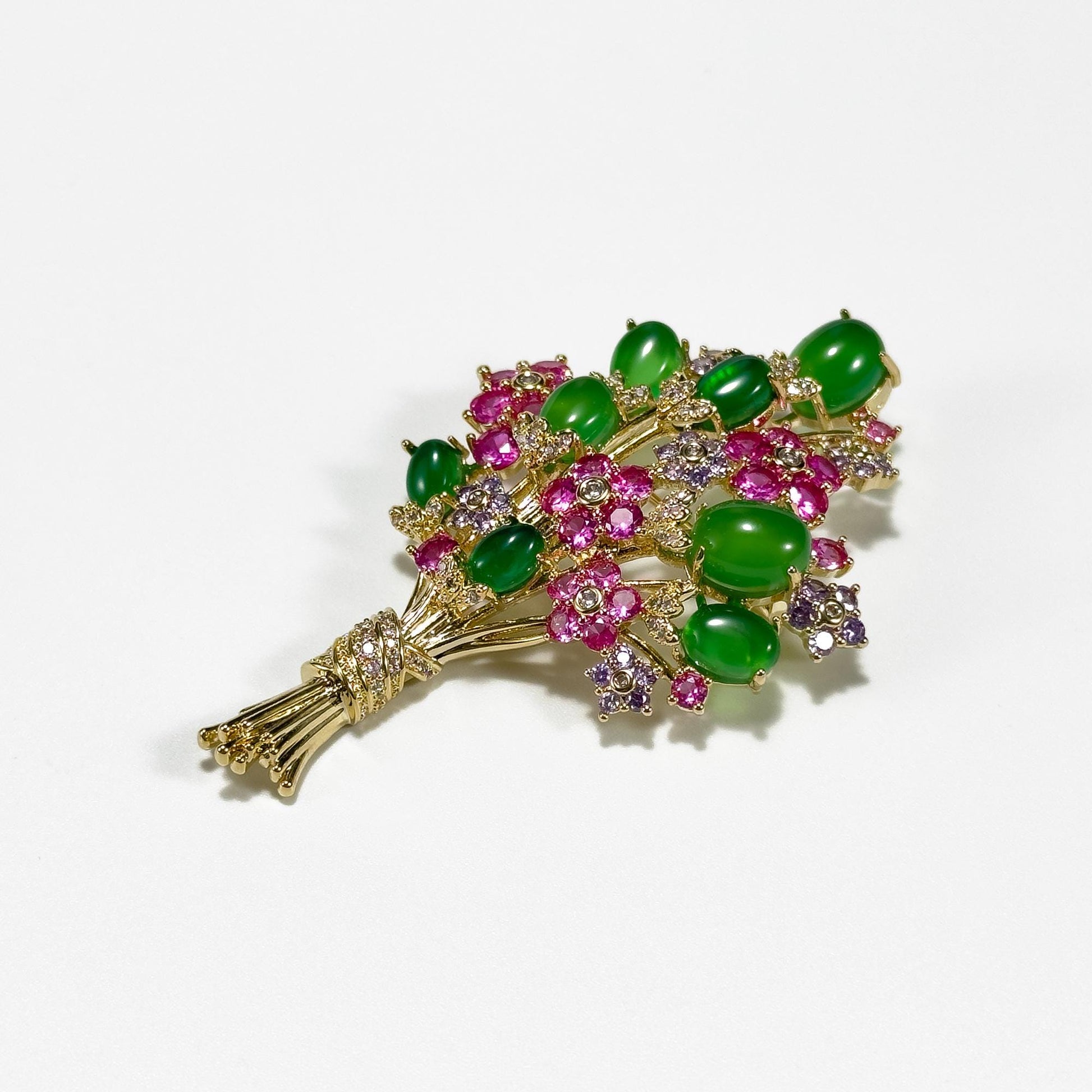 Green Glass Bouquet Brooch
