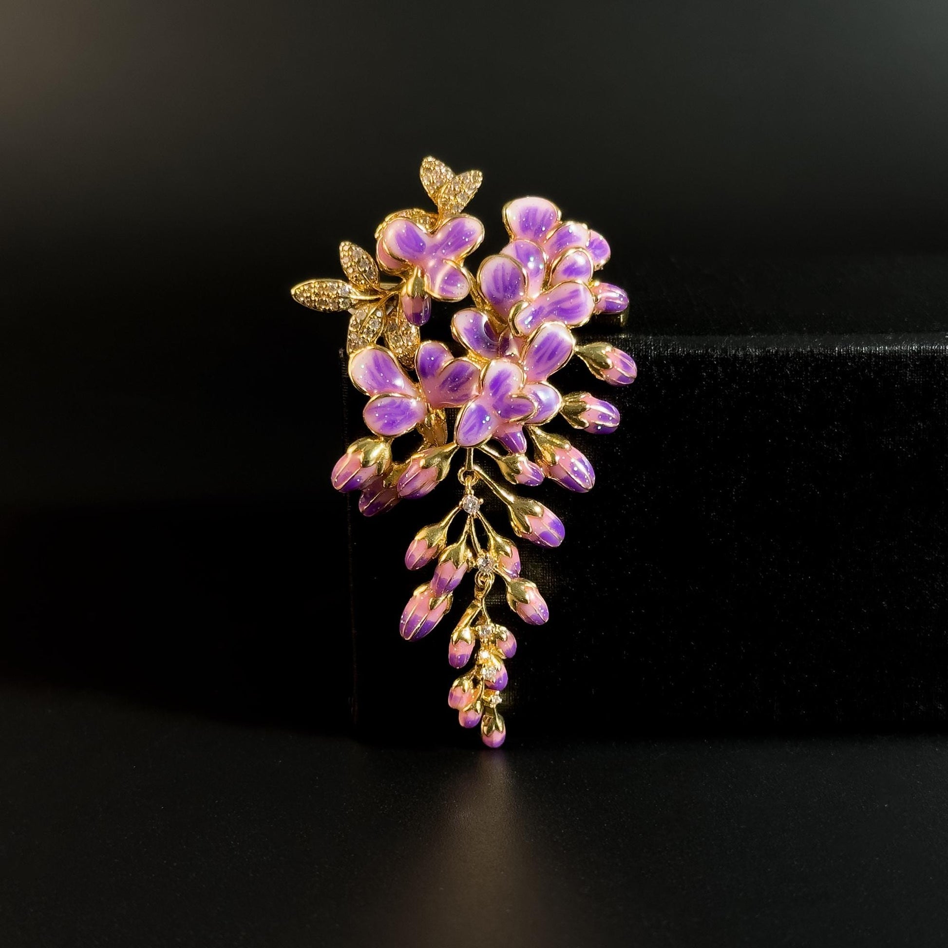 Enameled Two-Tone Wisteria Brooch