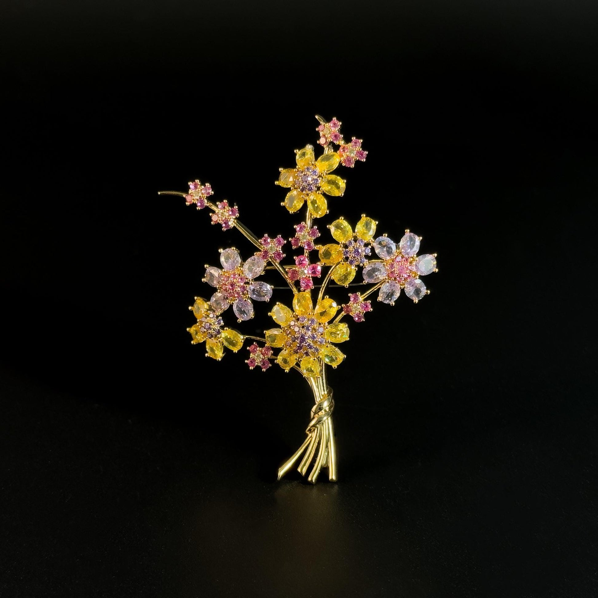 This Gold Crystal Bouquet Brooch Is an Exquisite Evening Gown Accessory That Can Be Worn A