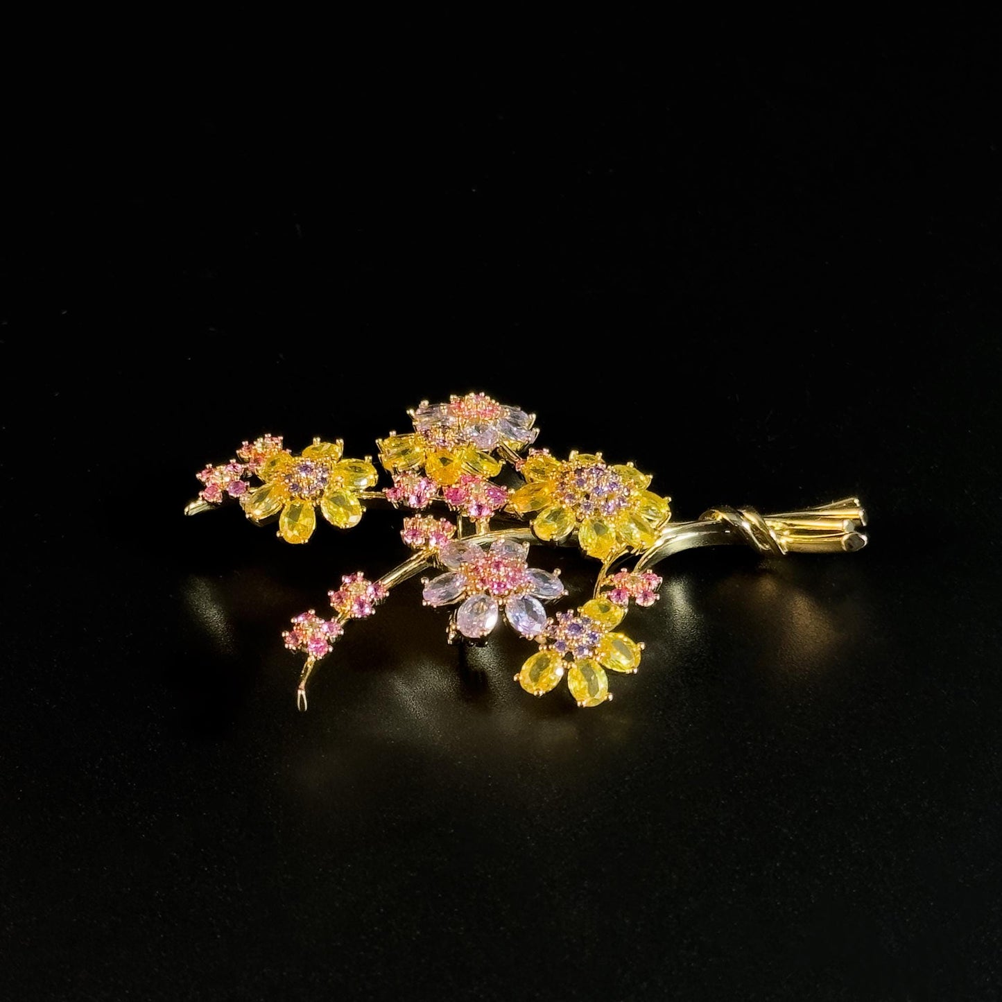 This Gold Crystal Bouquet Brooch Is an Exquisite Evening Gown Accessory That Can Be Worn A