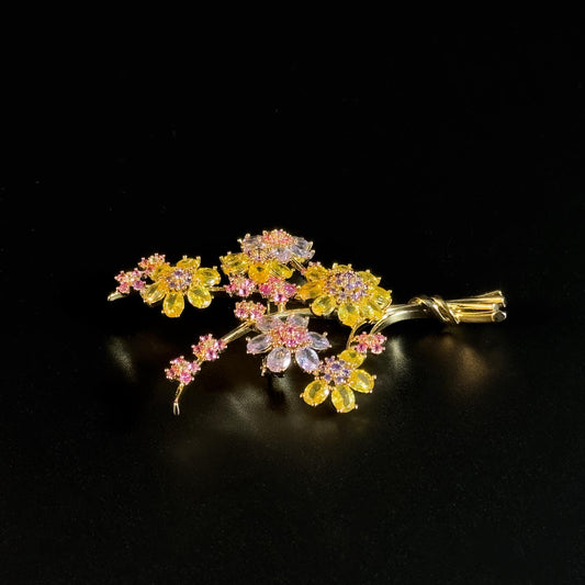 This Gold Crystal Bouquet Brooch Is an Exquisite Evening Gown Accessory That Can Be Worn A