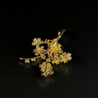 This Gold Crystal Bouquet Brooch Is an Exquisite Evening Gown Accessory That Can Be Worn A