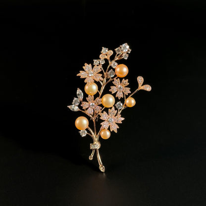 Pink Pearl Bouquet Brooch