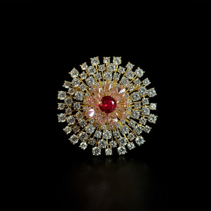 Ruby Dandelion Brooch