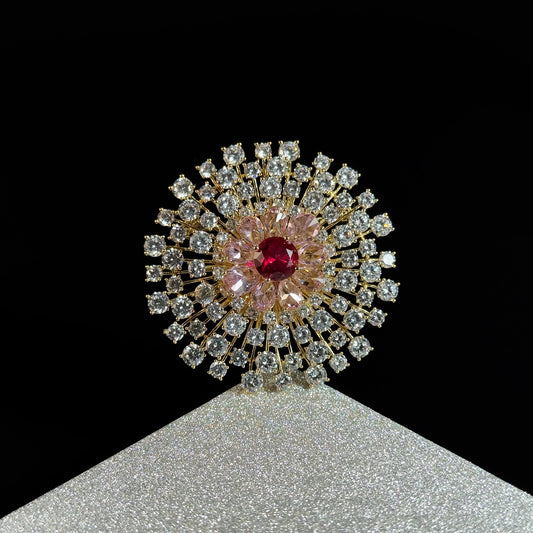 Ruby Dandelion Brooch
