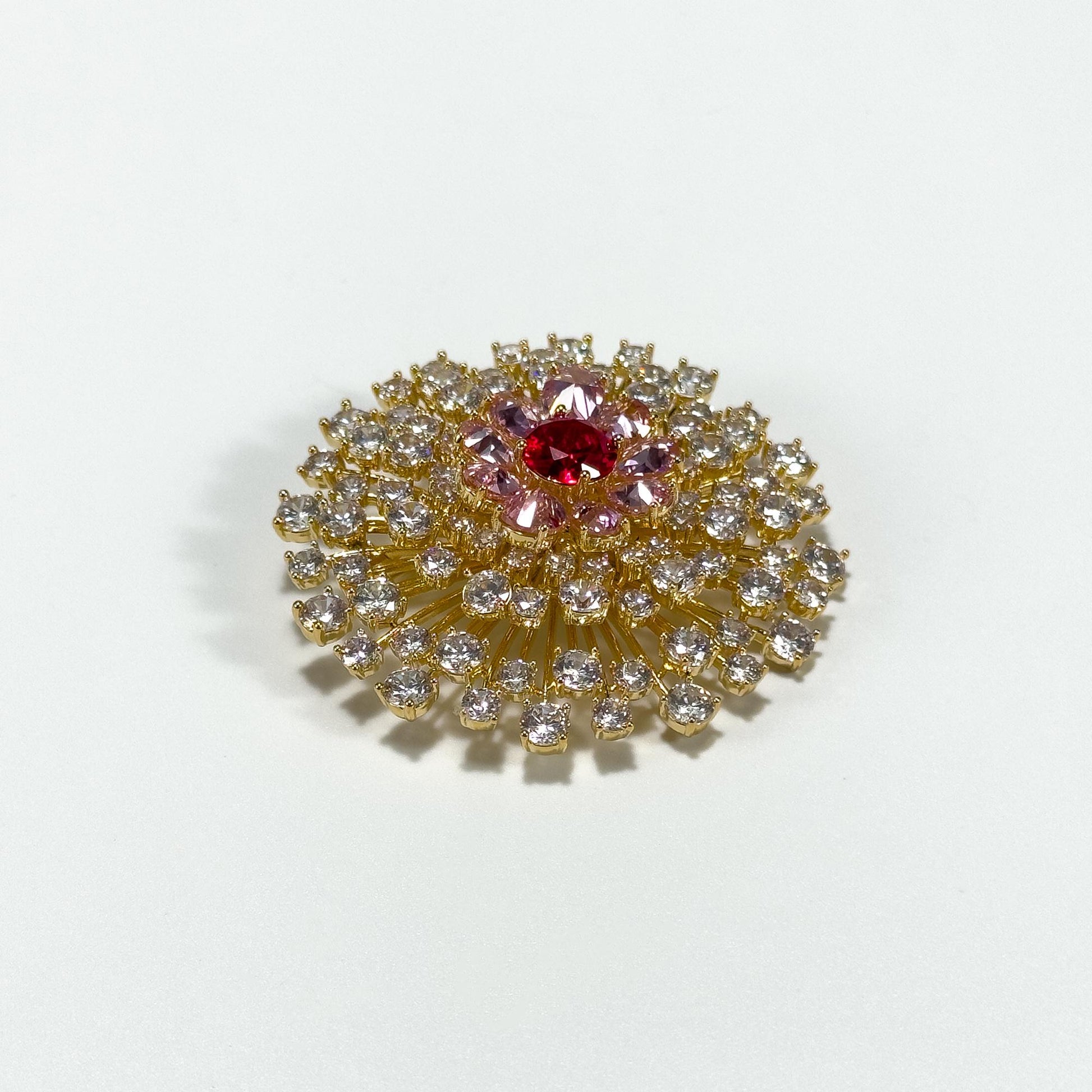 Ruby Dandelion Brooch