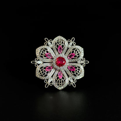Ruby Flower Brooch