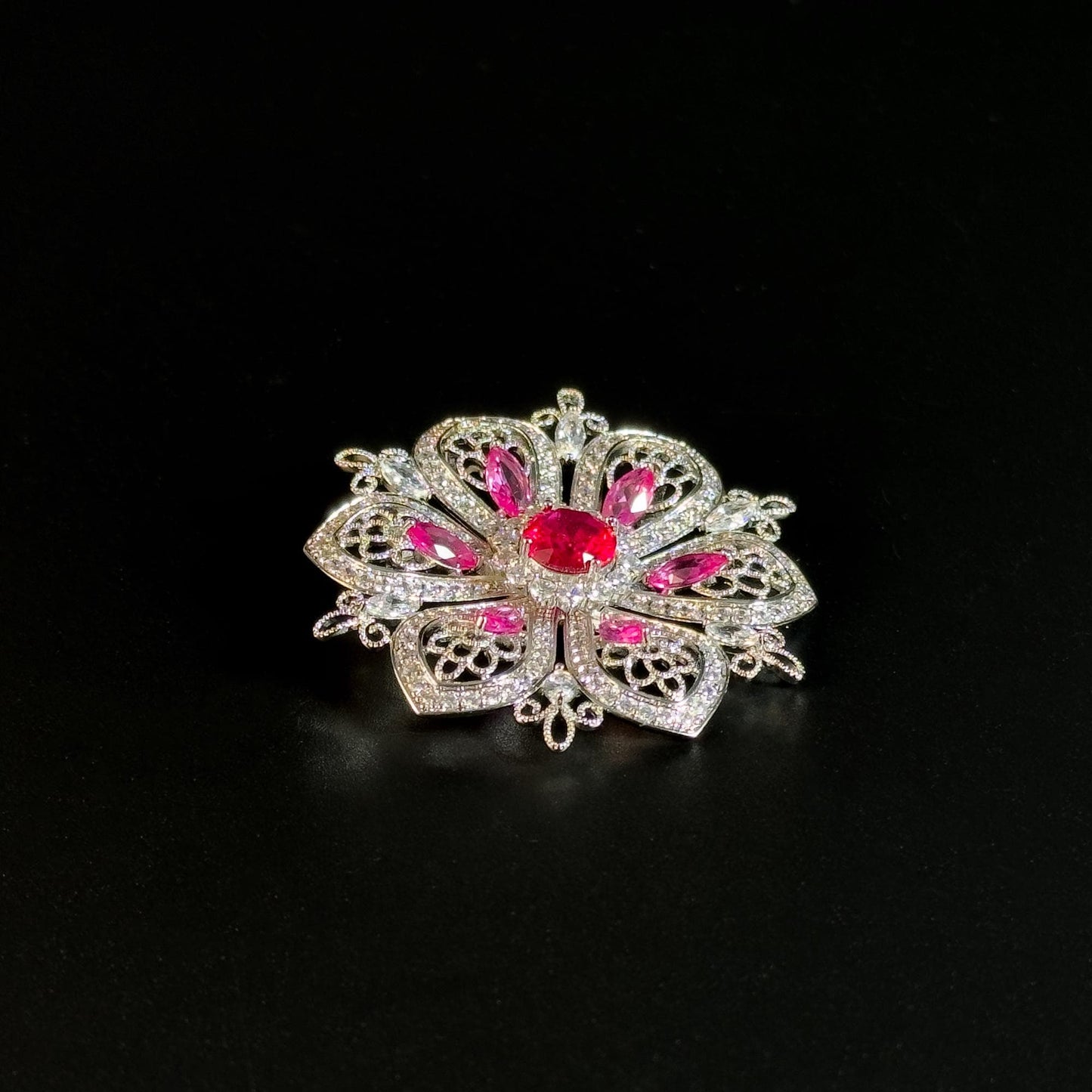 Ruby Flower Brooch