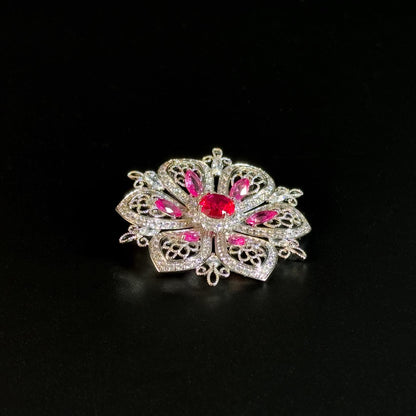 Ruby Flower Brooch