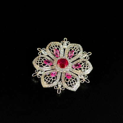 Ruby Flower Brooch