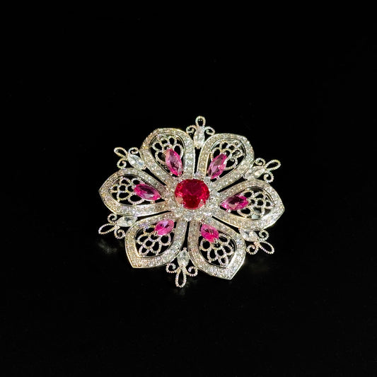 Ruby Flower Brooch