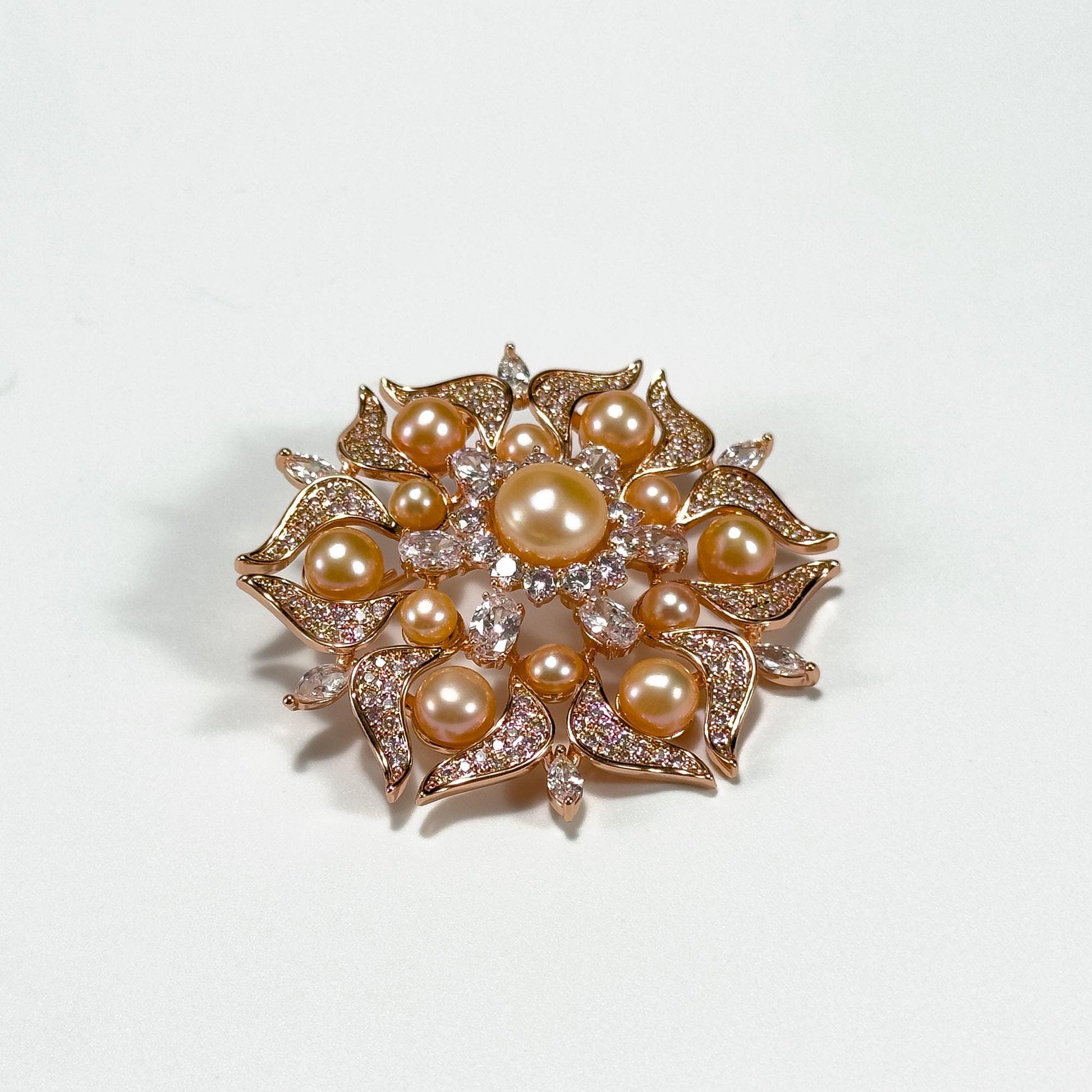 Pink Pearl Flower Brooch