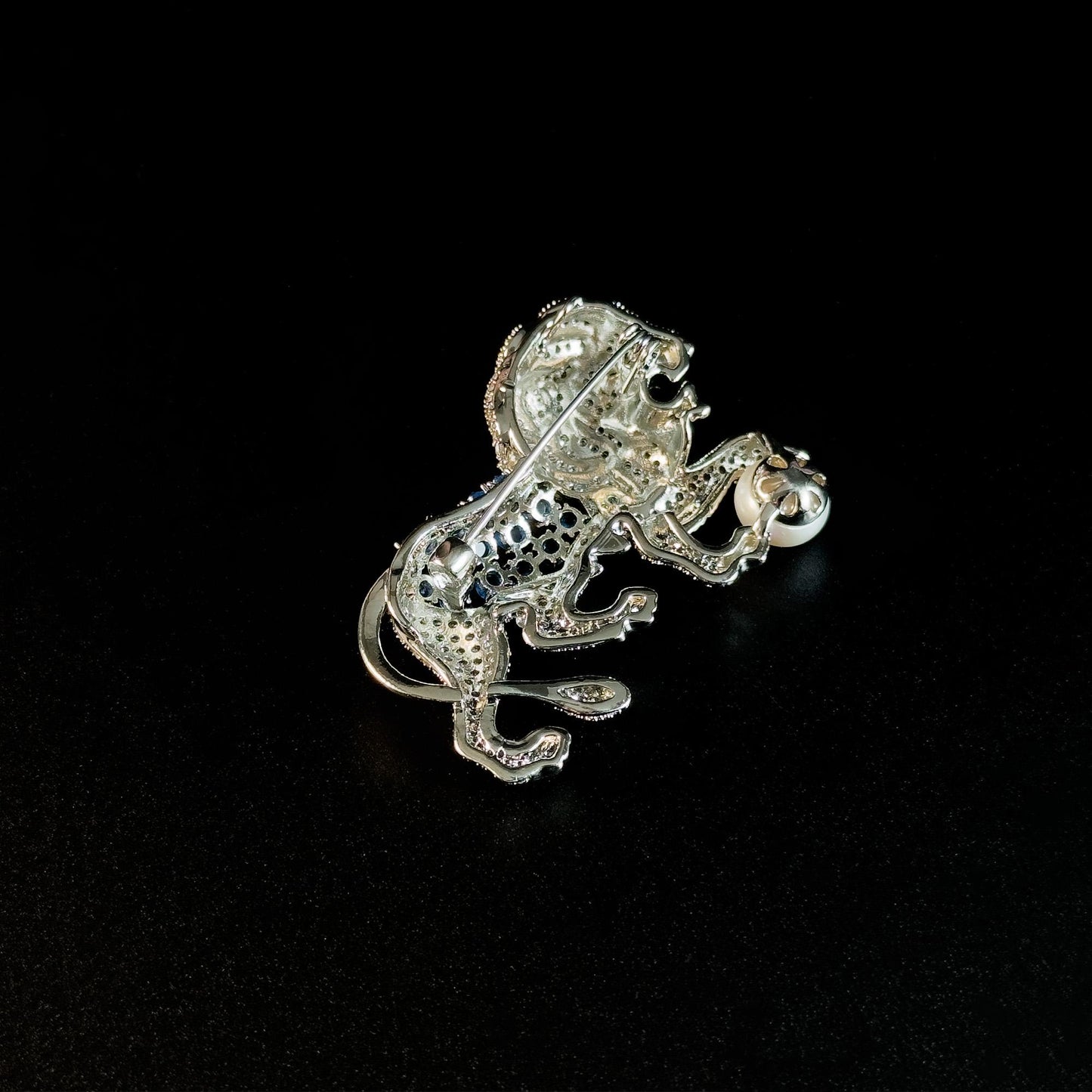 Golden Lion and Pearl Brooch