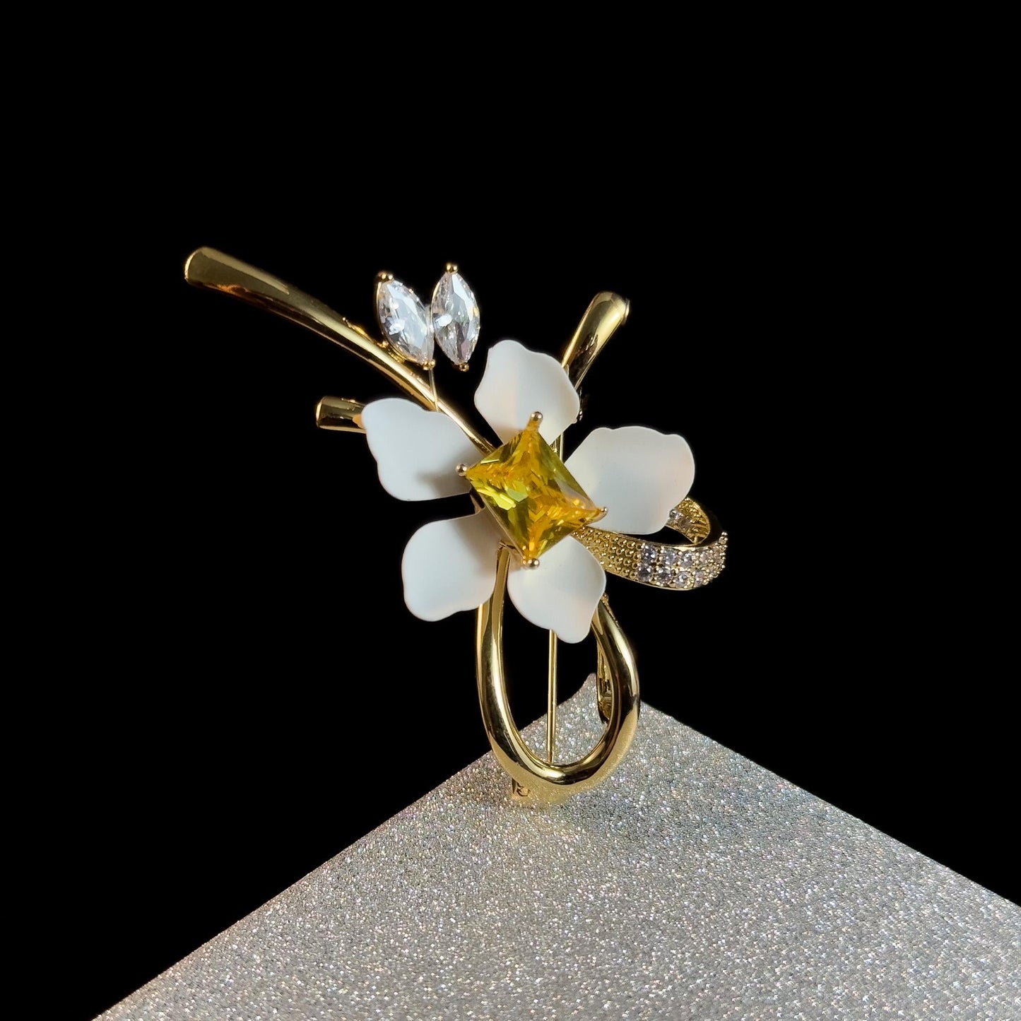 Elegant White Flower Brooch