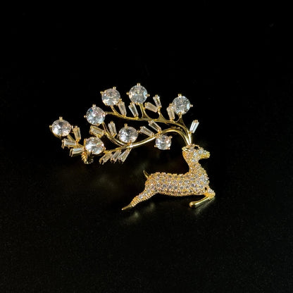 Fully Rhinestone Deer Brooch