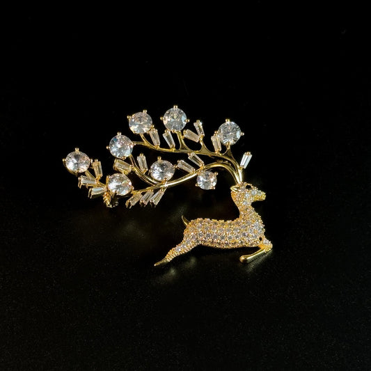 Fully Rhinestone Deer Brooch