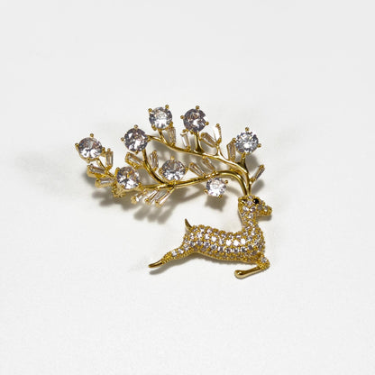 Fully Rhinestone Deer Brooch