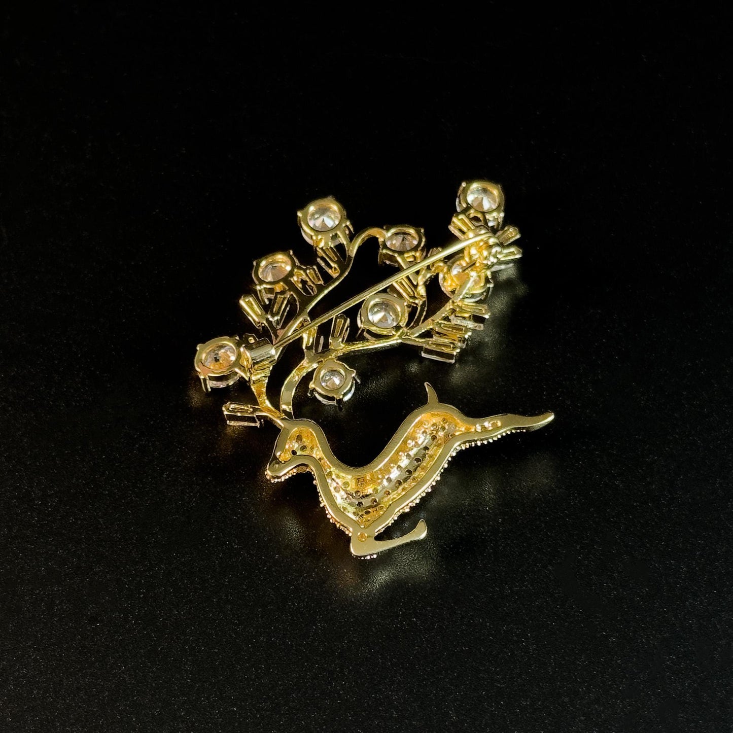 Fully Rhinestone Deer Brooch