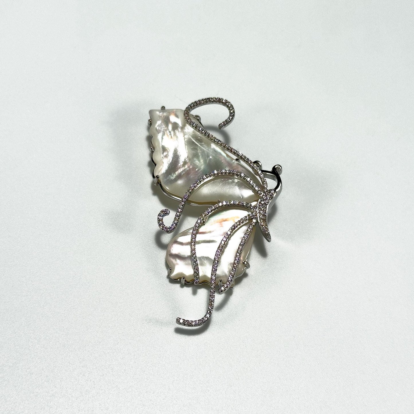 White Mother-of-Pearl Butterfly Brooch