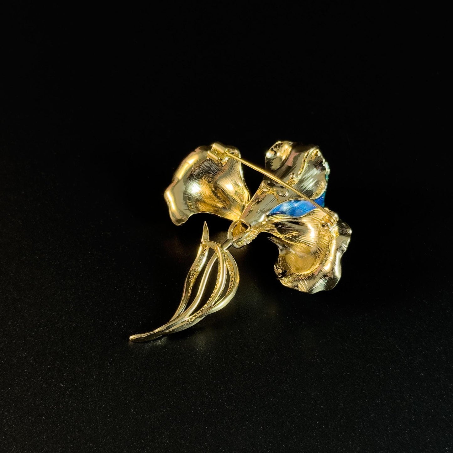 Enameled Iris Brooch