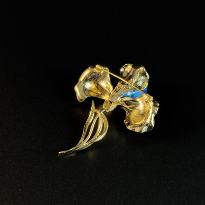 Enameled Iris Brooch
