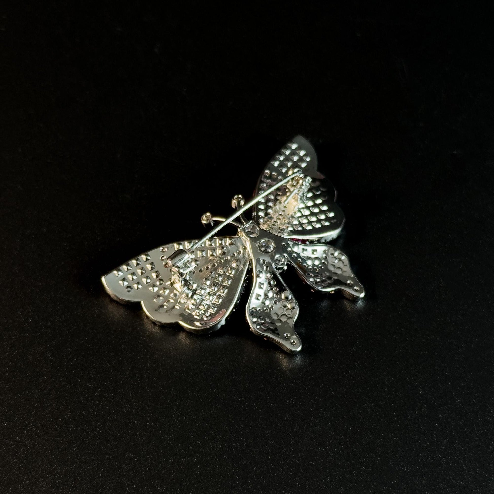 Rose-Pink Butterfly-Shaped Brooch