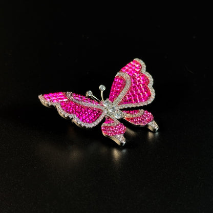 Rose-Pink Butterfly-Shaped Brooch