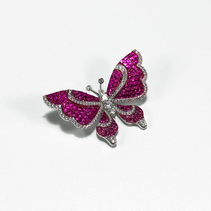 Rose-Pink Butterfly-Shaped Brooch