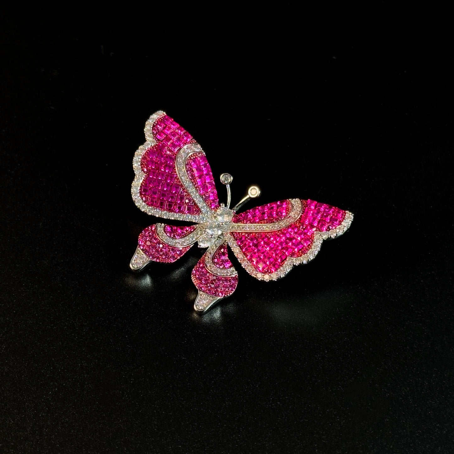 Rose-Pink Butterfly-Shaped Brooch