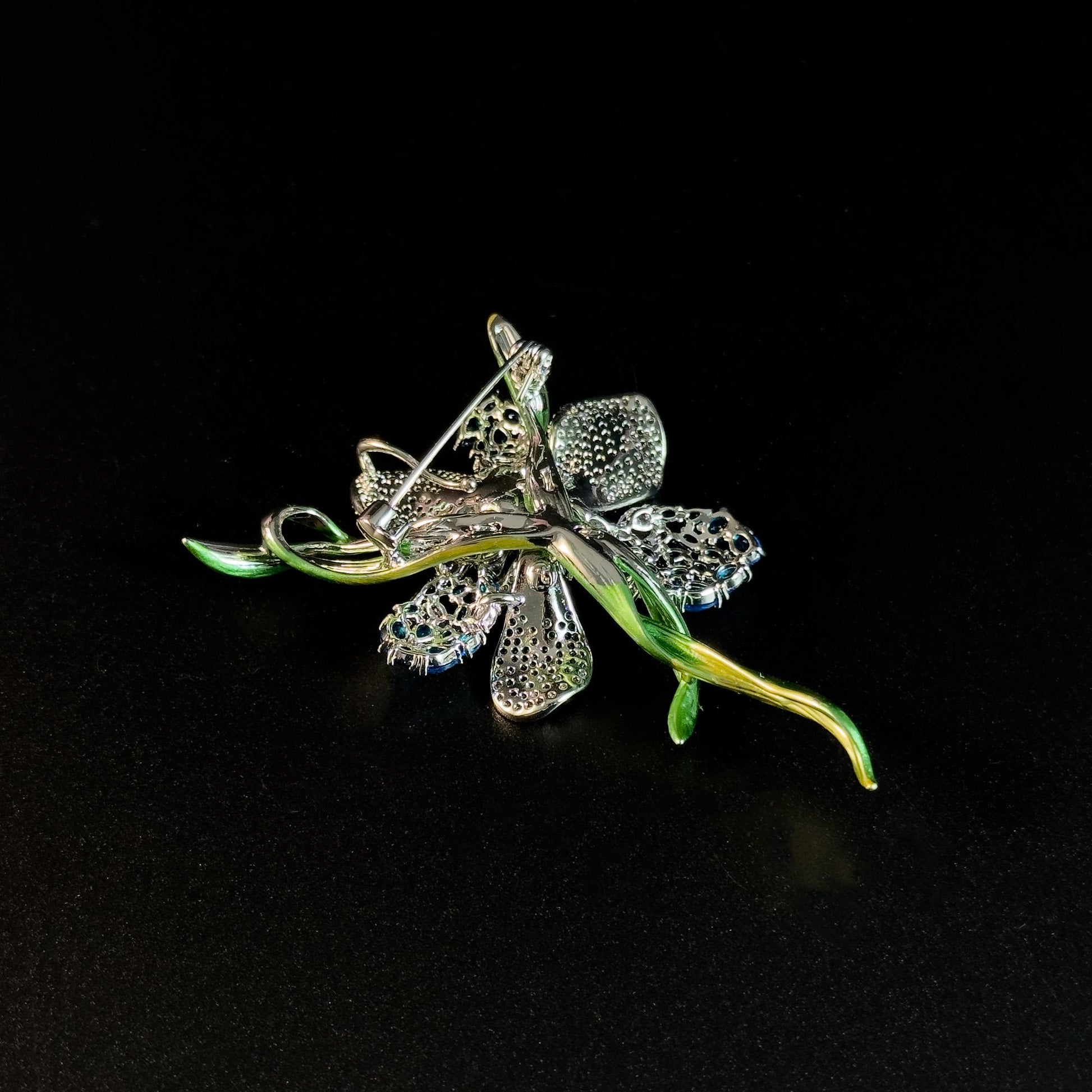 Sapphire Crystal Floral Brooch
