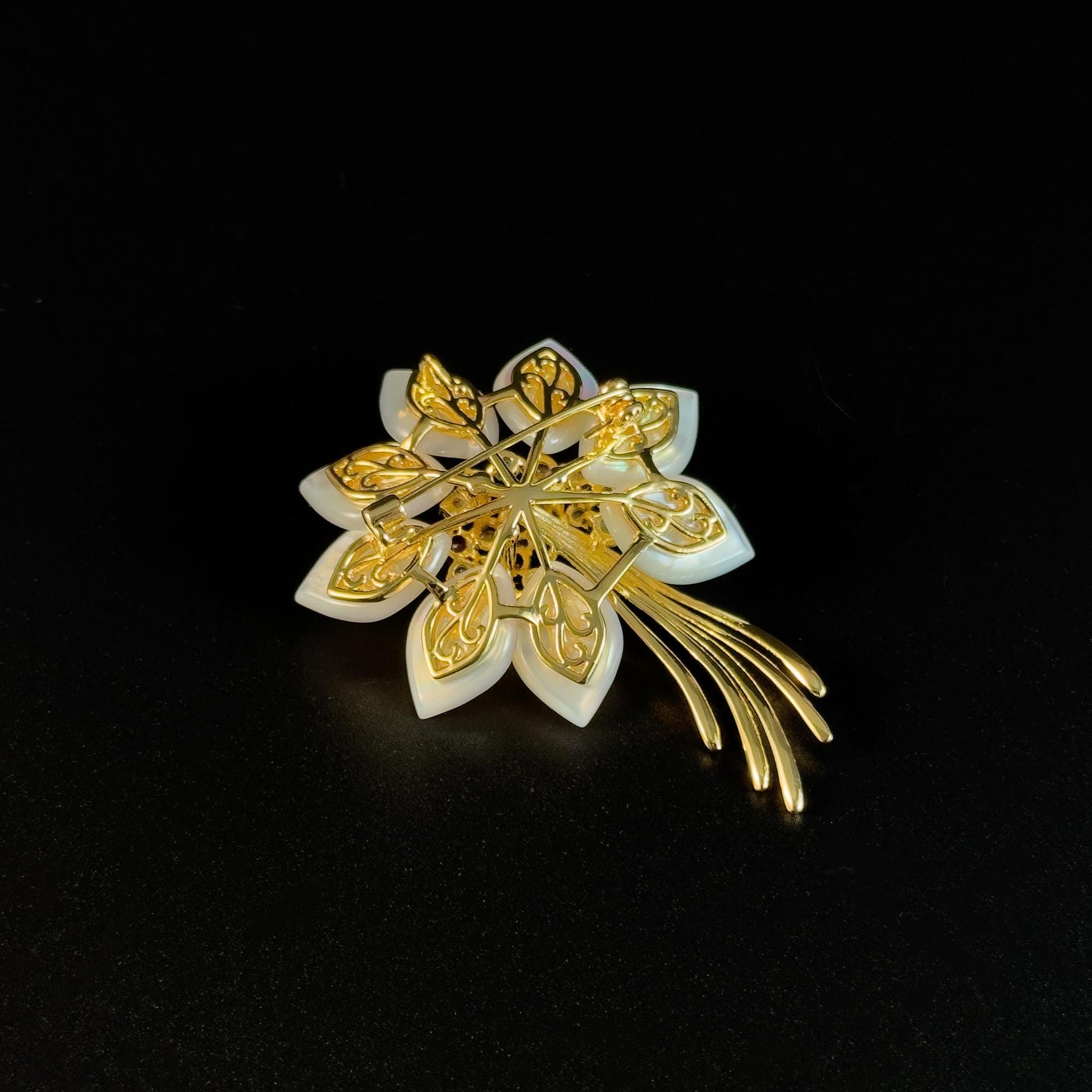 White Mother-of-Pearl Flower Brooch
