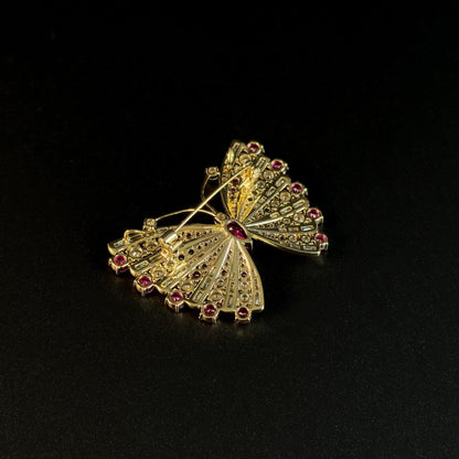Rose Pink Zircon Butterfly Brooch