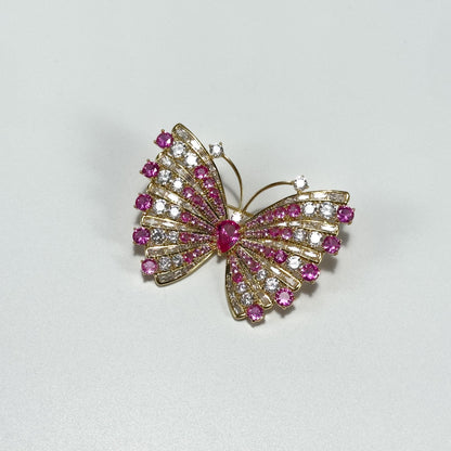Rose Pink Zircon Butterfly Brooch