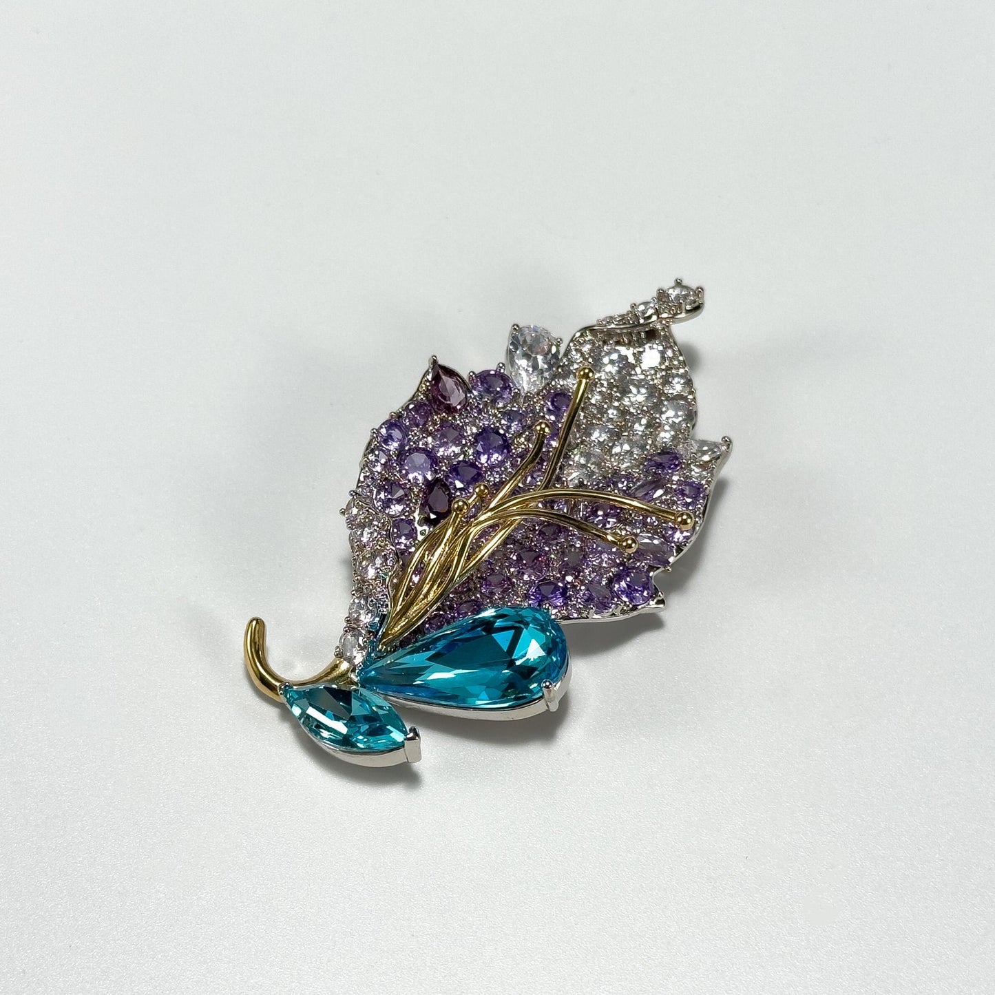 Amethyst Leaf Brooch