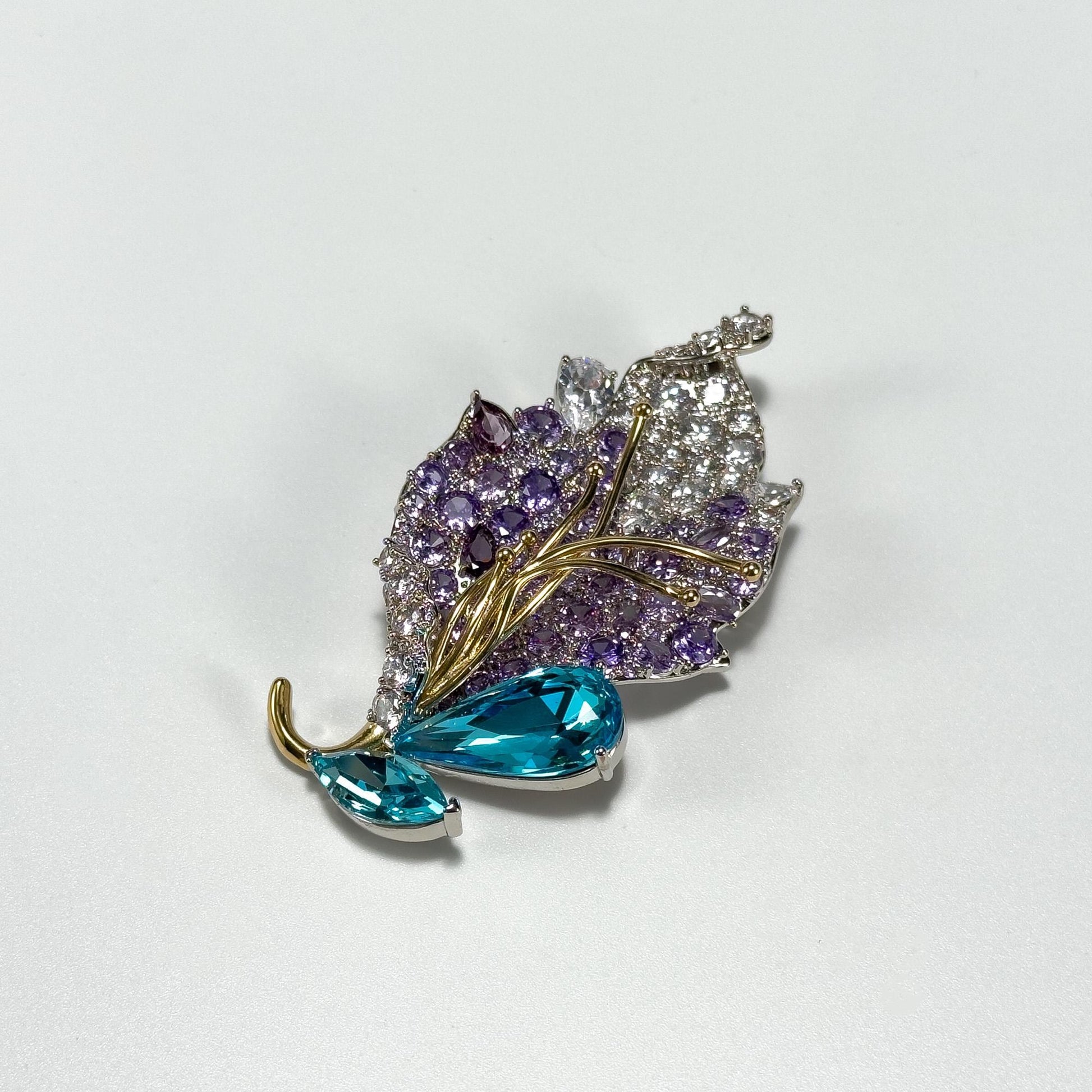 Amethyst Leaf Brooch