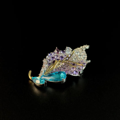 Amethyst Leaf Brooch