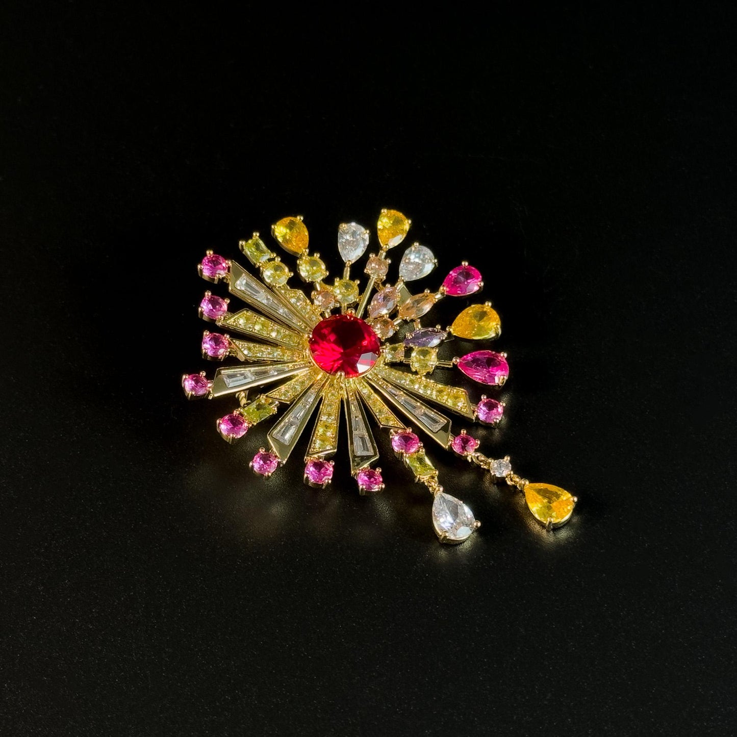 Colorful Fireworks-Shaped Pendant Brooch
