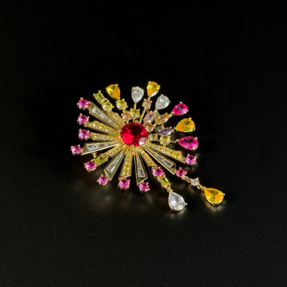 Colorful Fireworks-Shaped Pendant Brooch
