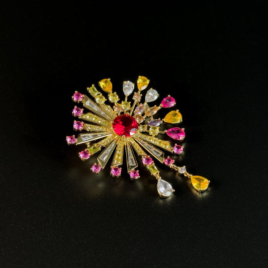 Colorful Fireworks-Shaped Pendant Brooch