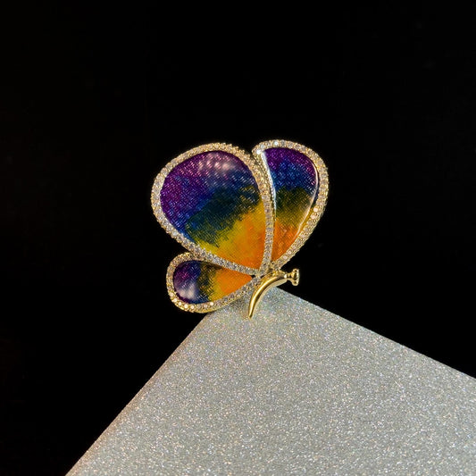 Enameled Butterfly Brooch