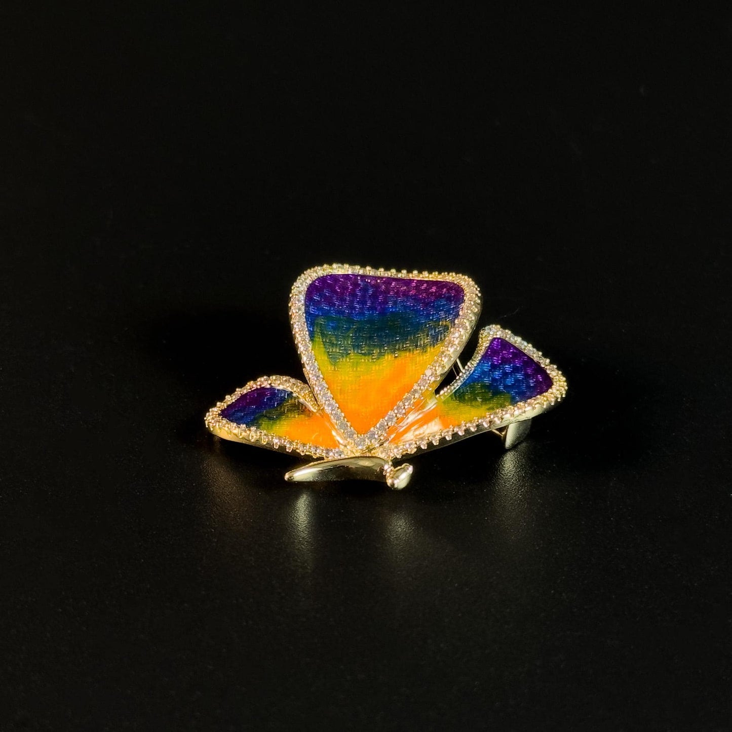 Enameled Butterfly Brooch