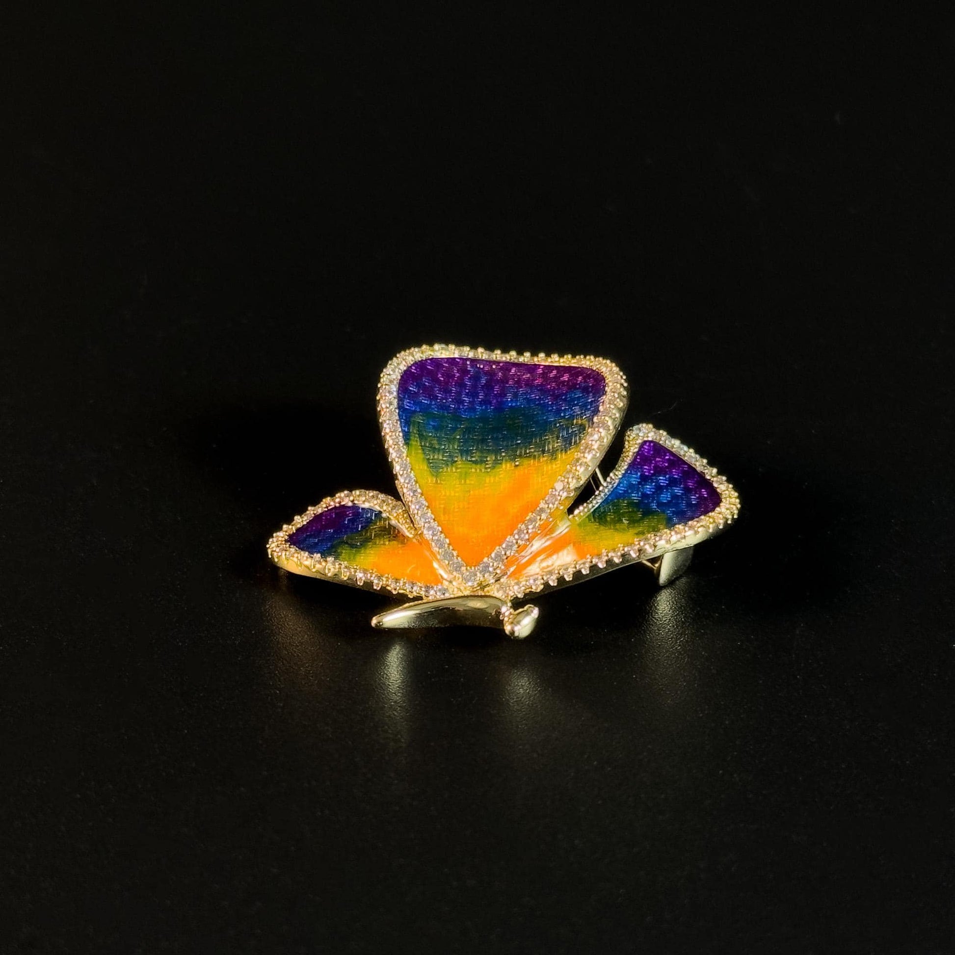 Enameled Butterfly Brooch