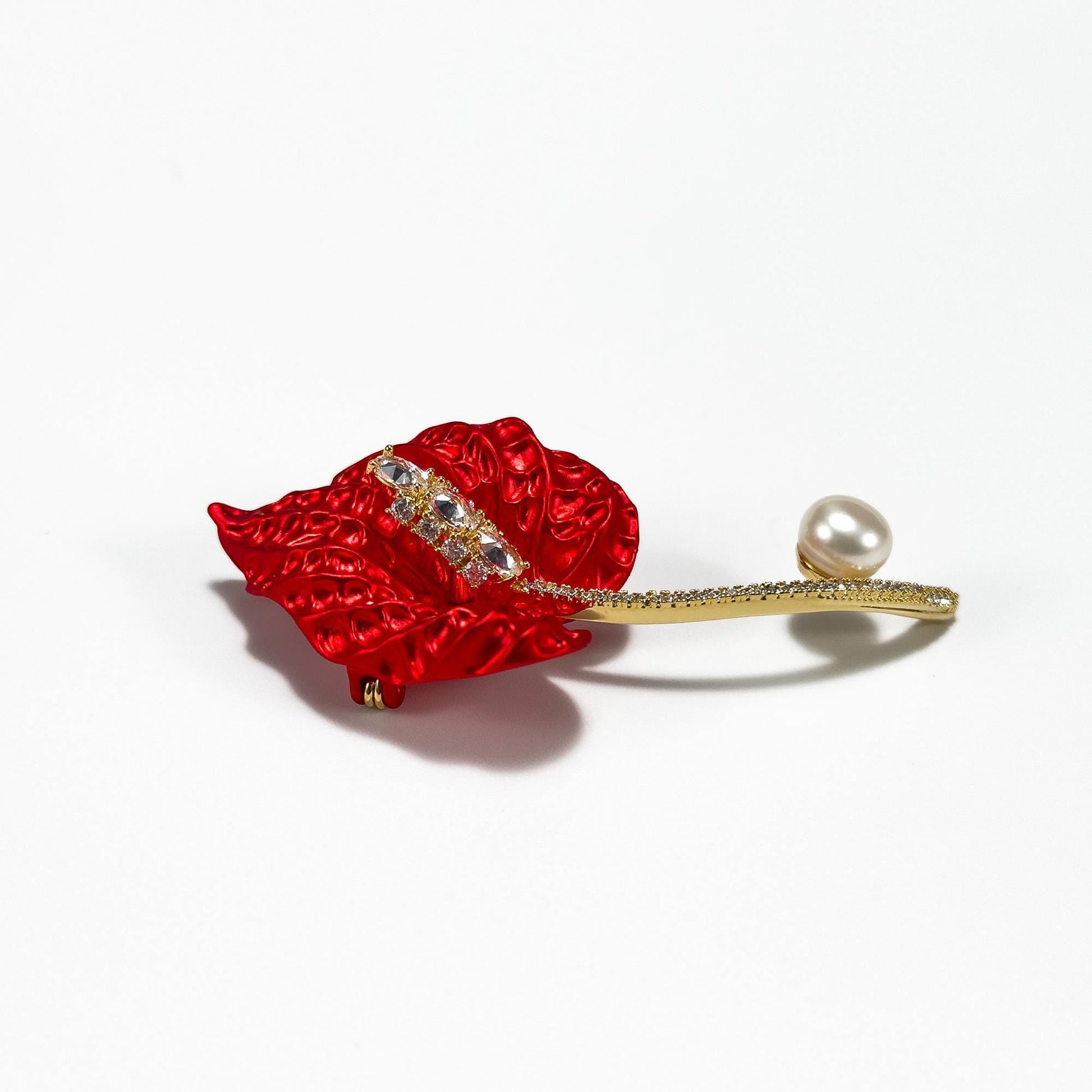 Luxury Red Calla Lily Brooch